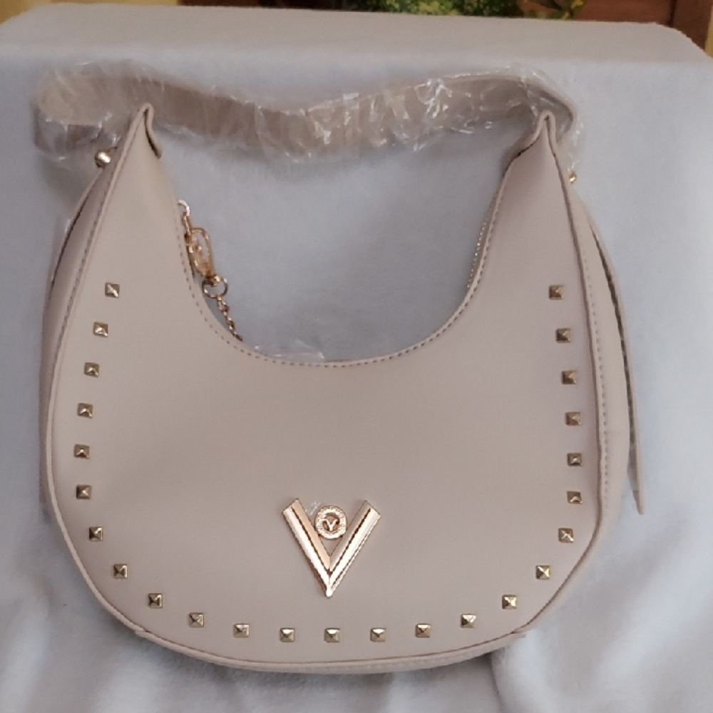 Valentino Orlandi Tan Shoulder Bag with Gold Accents